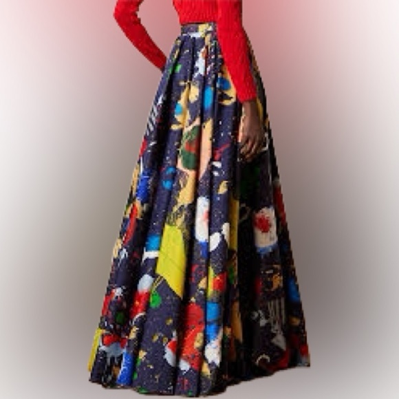 NWT Ralph Lauren Purple Label MAQUIRE Cotton Satin Artist Paint Splatter Skirt 6 - Picture 2 of 13